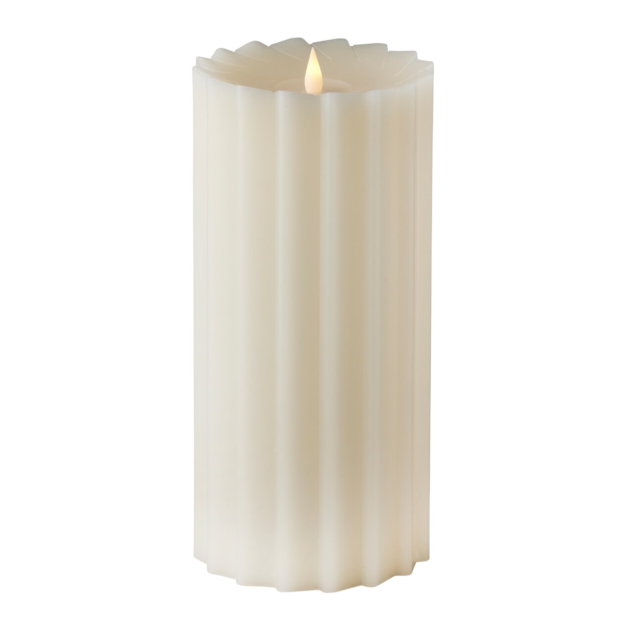 Christmas Sutton Fluted Motion Flameless Candle 5x9 Ivory